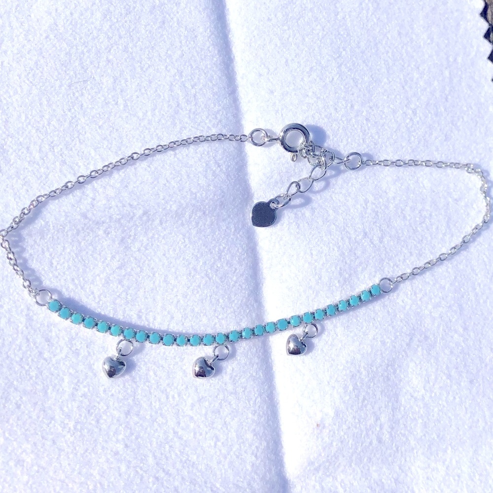 🆕 Adornia turquoise and sterling silver heart bracelet